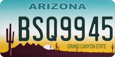 AZ license plate BSQ9945