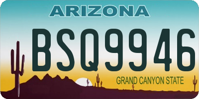 AZ license plate BSQ9946