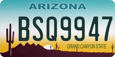 AZ license plate BSQ9947