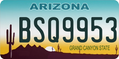 AZ license plate BSQ9953