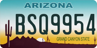 AZ license plate BSQ9954