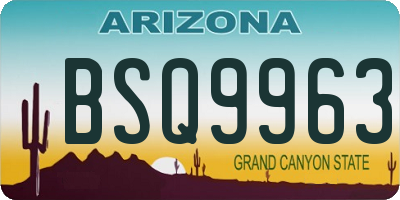 AZ license plate BSQ9963