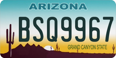 AZ license plate BSQ9967