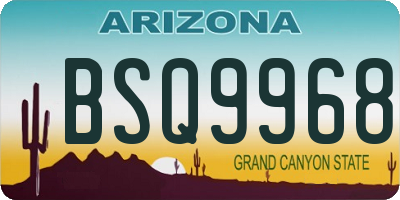 AZ license plate BSQ9968