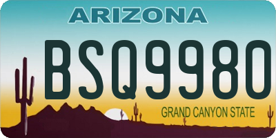 AZ license plate BSQ9980