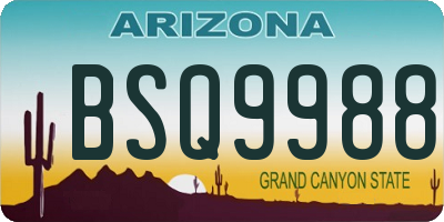 AZ license plate BSQ9988