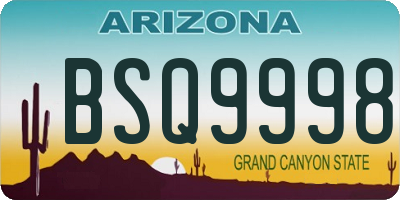 AZ license plate BSQ9998