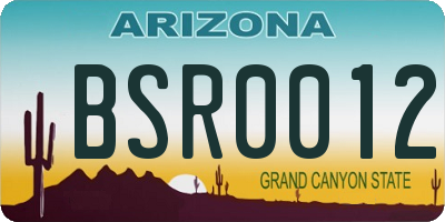 AZ license plate BSR0012