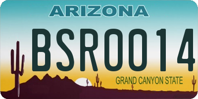 AZ license plate BSR0014