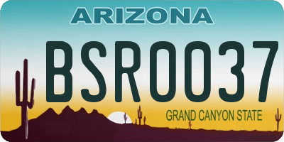 AZ license plate BSR0037