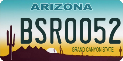 AZ license plate BSR0052