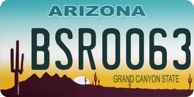 AZ license plate BSR0063