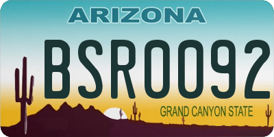 AZ license plate BSR0092