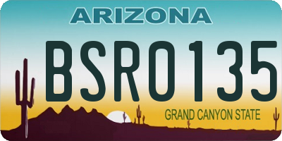 AZ license plate BSR0135