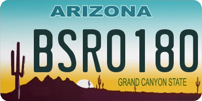 AZ license plate BSR0180