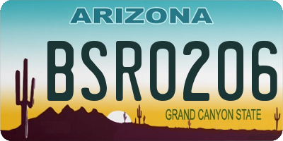 AZ license plate BSR0206