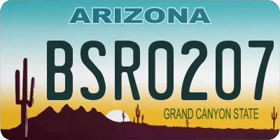 AZ license plate BSR0207