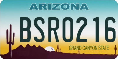 AZ license plate BSR0216