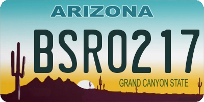 AZ license plate BSR0217