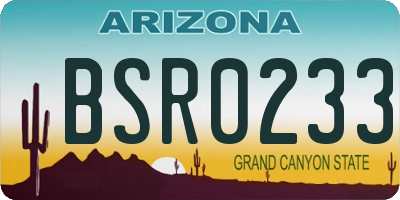 AZ license plate BSR0233