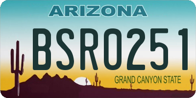 AZ license plate BSR0251