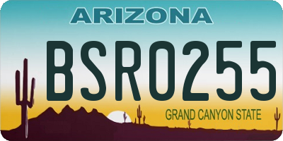 AZ license plate BSR0255