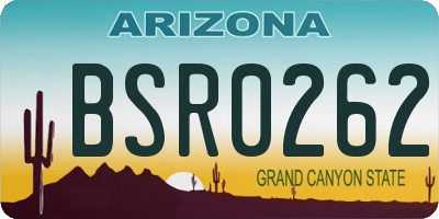 AZ license plate BSR0262