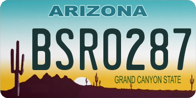 AZ license plate BSR0287