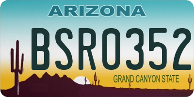 AZ license plate BSR0352