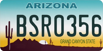 AZ license plate BSR0356