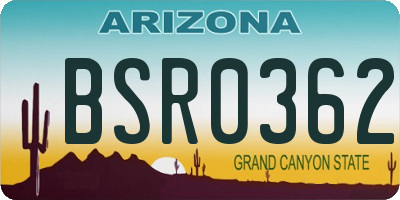 AZ license plate BSR0362
