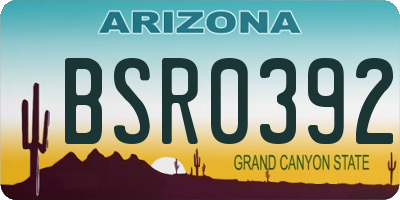 AZ license plate BSR0392