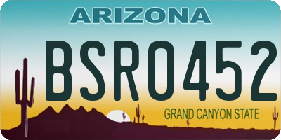 AZ license plate BSR0452