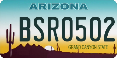 AZ license plate BSR0502