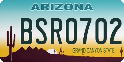 AZ license plate BSR0702