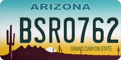 AZ license plate BSR0762