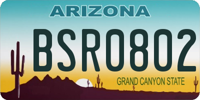 AZ license plate BSR0802