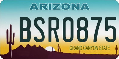 AZ license plate BSR0875