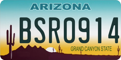 AZ license plate BSR0914