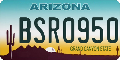 AZ license plate BSR0950