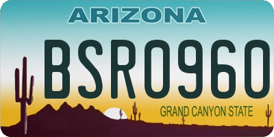 AZ license plate BSR0960