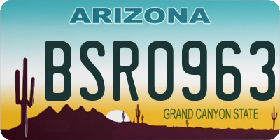 AZ license plate BSR0963