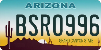 AZ license plate BSR0996