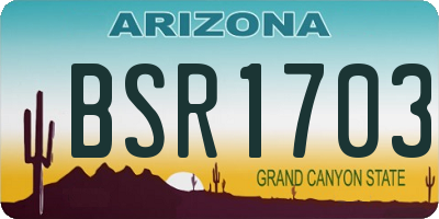 AZ license plate BSR1703