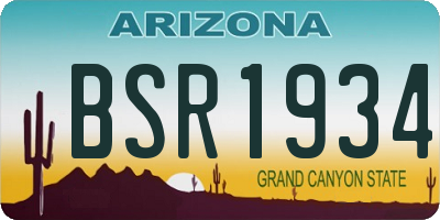 AZ license plate BSR1934