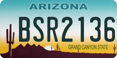 AZ license plate BSR2136