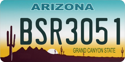 AZ license plate BSR3051