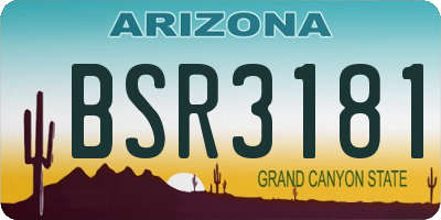 AZ license plate BSR3181