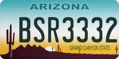 AZ license plate BSR3332