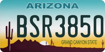 AZ license plate BSR3850